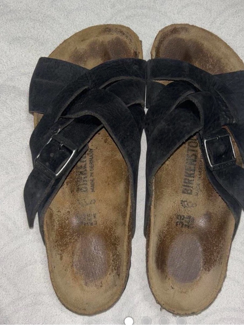 Birkenstock Black Suede Crisscross Buckle Sandals - Women